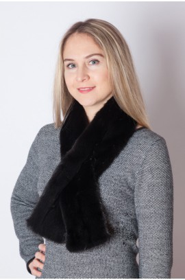 Black mink fur scarf